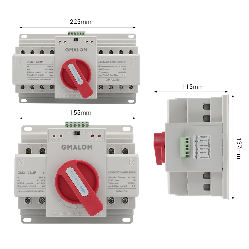 Автоматический выключатель ATS (CB) 2P/4P 63a с двойным питанием