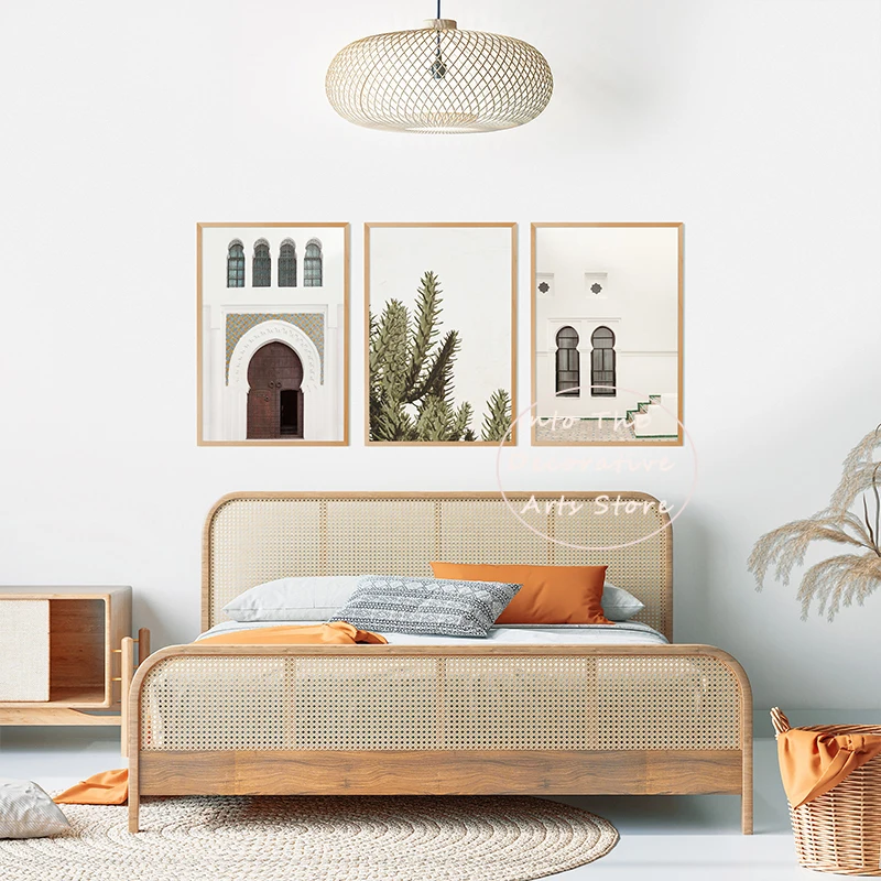 Винтажная архитектура для путешествий Марокко натюрморт ботанический зеленый