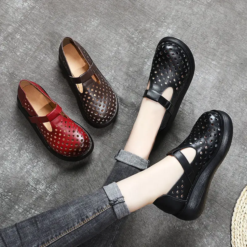 Акция 2022 весенне-летняя обувь из натуральной кожи с отверстиями Женская Удобная