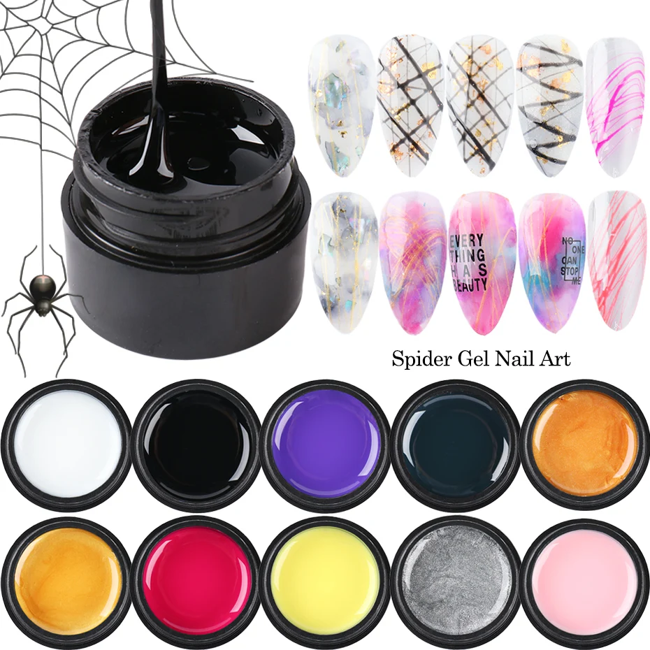 

8ml Spider Nail Gel Colorful Creative Wire Drawing Gel Varnish Elastic Semi Permanent Drawing Nail Art Spider Paint Gel GY**