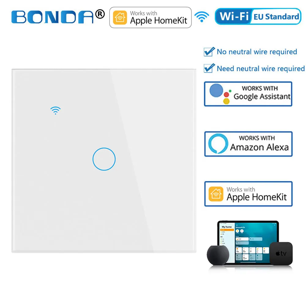 

BONDA Сенсорный умный переключатель Apple HomeKit 1/2/3 группы