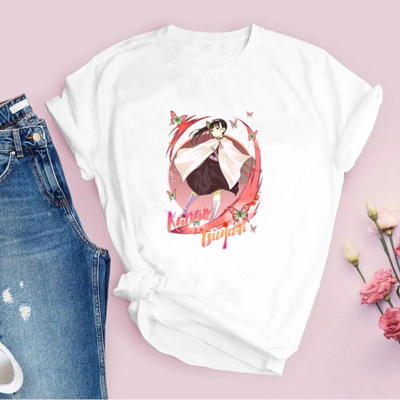 

Лидер продаж, футболка из аниме «рассекающий демонов» Kimetsu No Yaiba, женская футболка с японским мультяшным принтом, футболки с графическим рис...