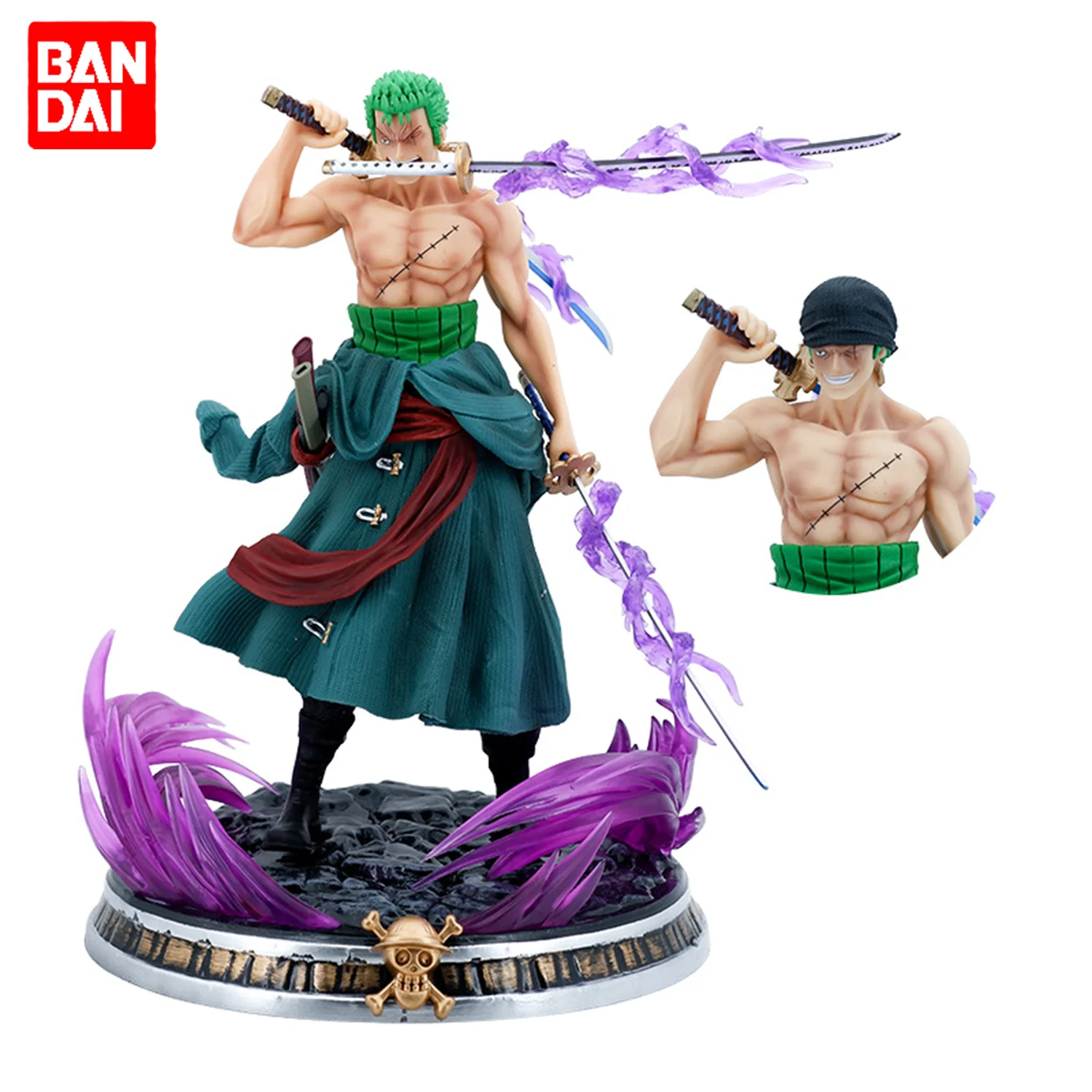 

Bandai One Piece Anime Roronoa Zoro Figure Height 34cm PVC Material Desktop Decoration Peripheral Collection