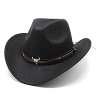 2022 new simple western women cowboy hat for gentleman lady jazz cowgirl hat men with fashion leather cloche church sombrero cap