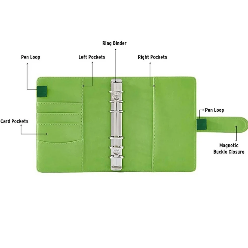 Конверт A6 Budget.Classeur планировщик бюджета 6 Anneaux PU Cuir Classeur Budget avec Bouton Pression Mini Pour