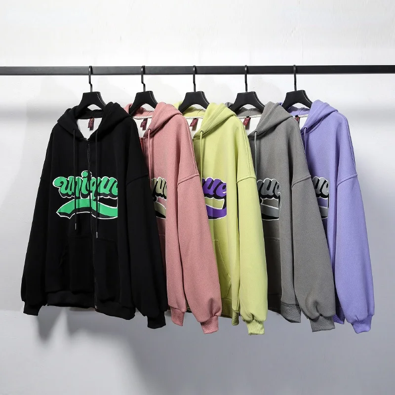 

Женская толстовка с капюшоном на молнии, свитшот с длинным рукавом и надписью в американском стиле, Свитшот в готическом стиле ретро, Y2k, вес...