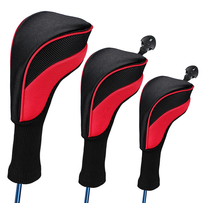 

3Pcs Long Neck Golf Club Head Covers Wood Driver Protect Headcover Number Tag Fairway Golf Putter Cover Headcovers Accessories