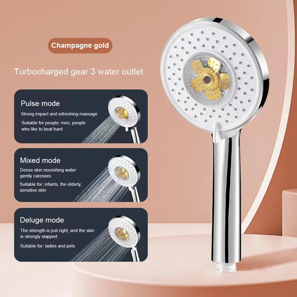 

Handheld Spray Nozzles Turbocharged High Pressure Showerhead 3 Gear Adjustable Water Saving for Housewarming Christmas Gifts