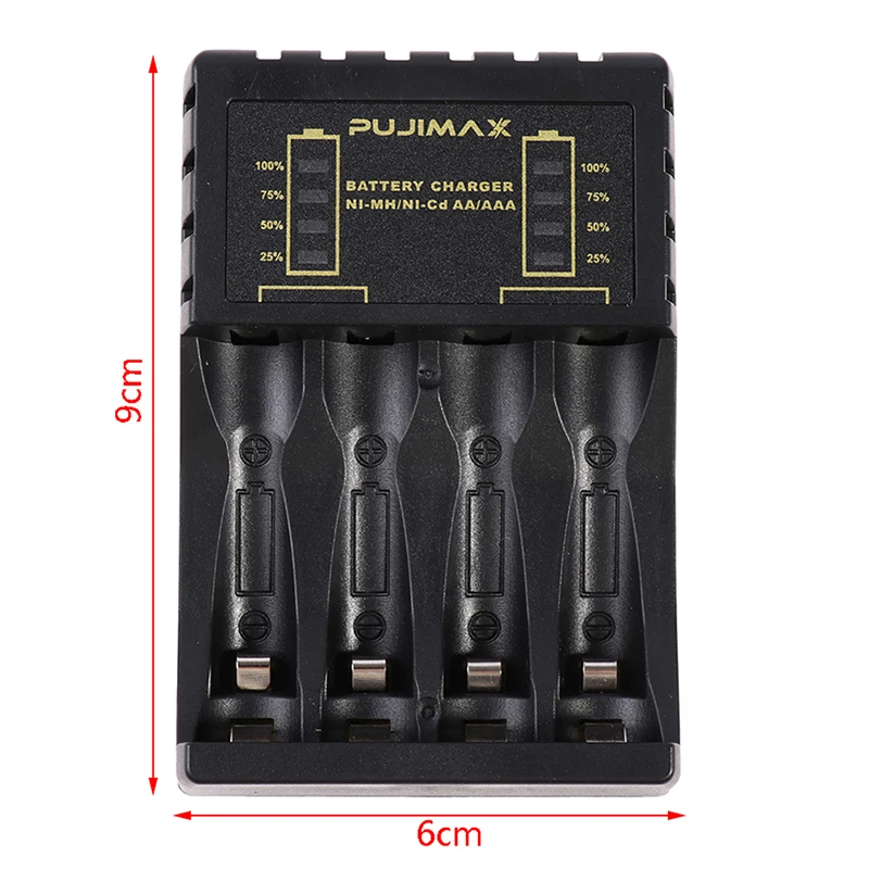 Зарядное устройство с 4 слотами для аккумуляторов AAA/AA защиты от короткого