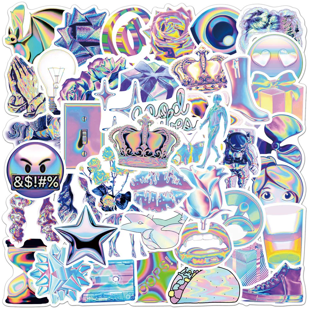 

10/30/50PCS Mixed VSCO Holographic Laser Cartoon Stickers Luggage Skateboard Cute DIY Cool Graffiti Girl Gradient Sticker Decal