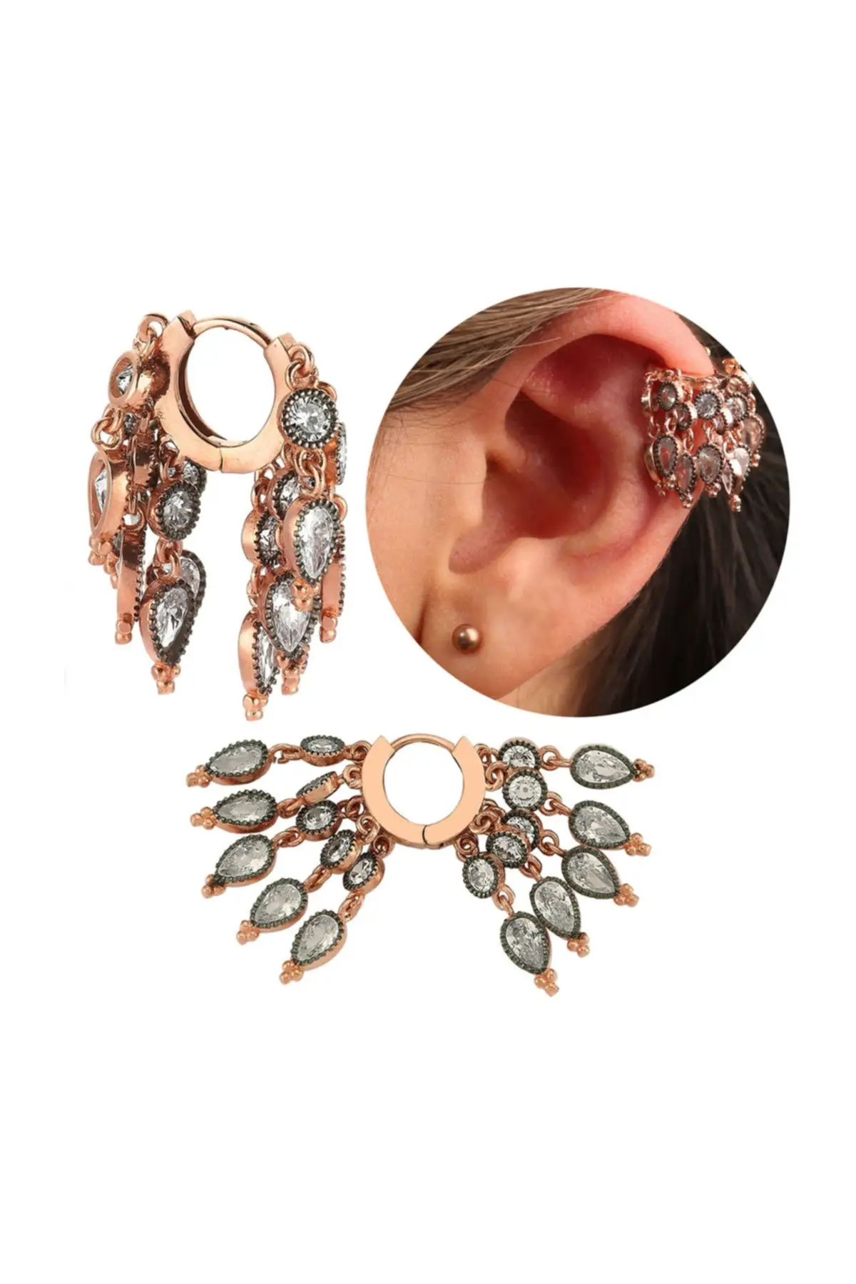 

925 sterling Silver Rose Color Helix-cartilage Earrings