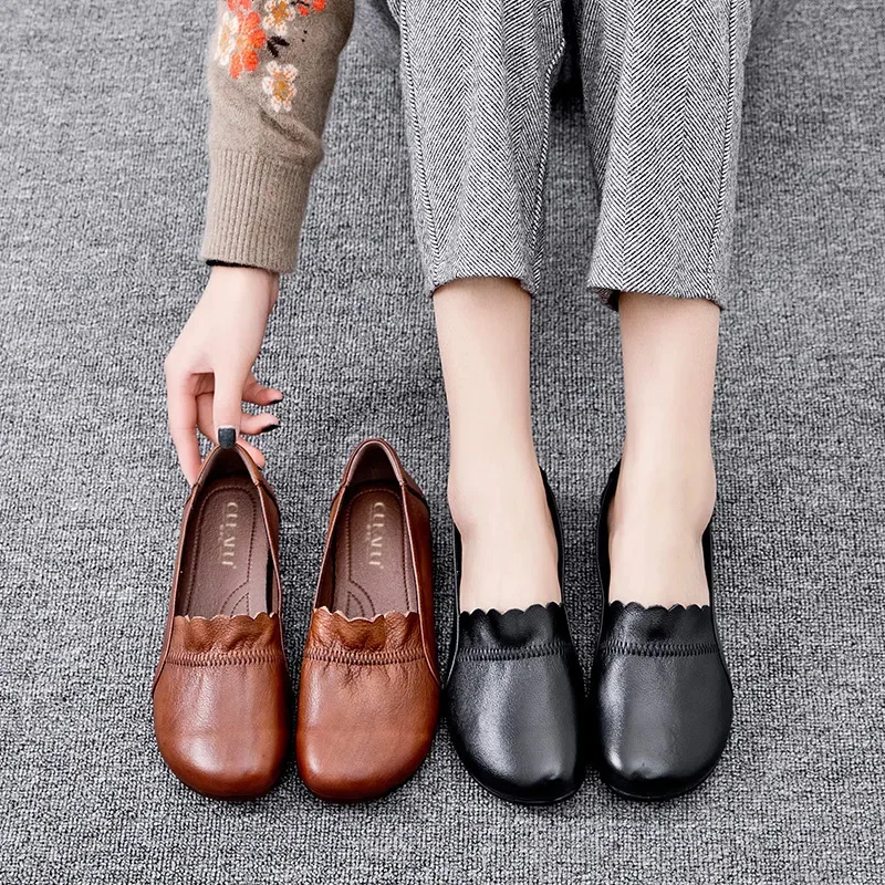 

Sapatos Femininas Women Casual Black Patent Leather Slip on Flat Shoes Lady Cool Soft Spring & Summer Work Office Loafers E598