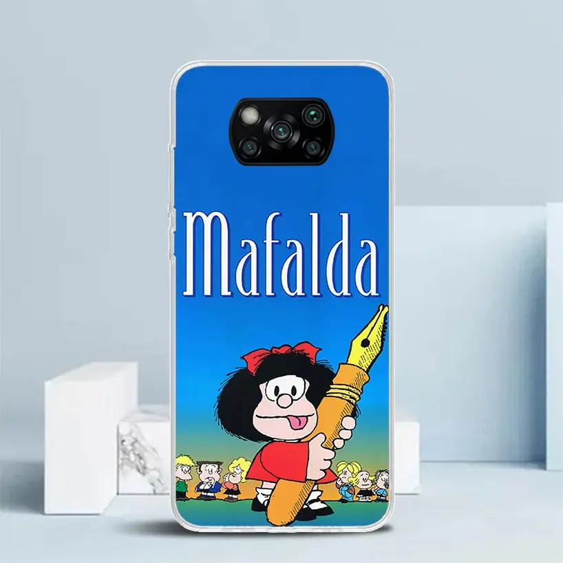 Mafalda мультяшный чехол для телефона Xiaomi Poco X6 X5 X4 X3 Nfc F6 F5 Pro F4 Gt F3 F2 F1 M5S M4 M3 M2 мягкая