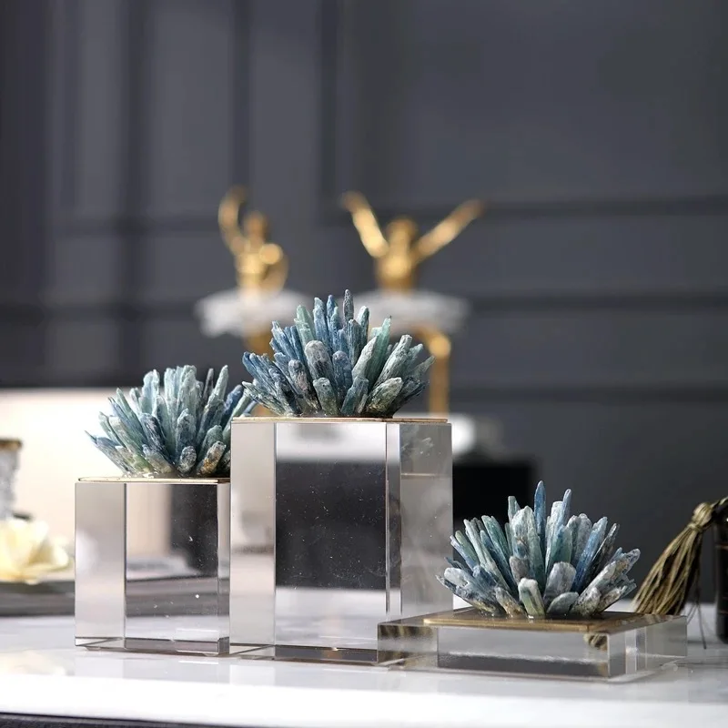 

Transparent Natural Crystal Stone Ornament Diamond Crystal Flower Handcraft Sculpture Desktop Decoration Accessories Living Room