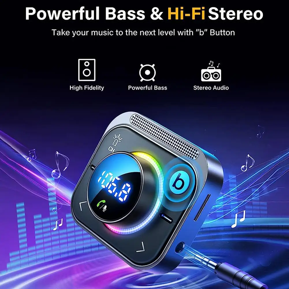 

30W Wireless FM/AUX Car Adapter PD QC3.0 3 Ports Charging Hands-Free Calling FM Transmitter Radio Receiver 12-24V Wholesale