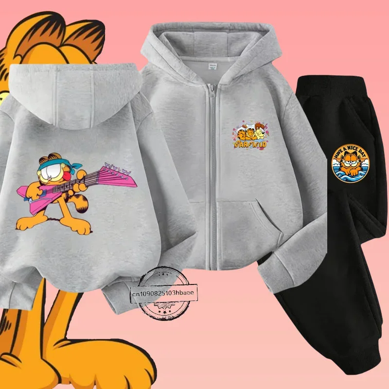 Комплект Детской Одежды С Принтом Гарфилда На Молнии Длинными Рукавами