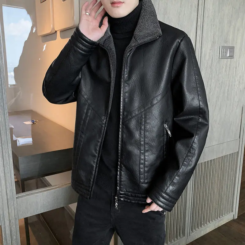 Мужская теплая куртка из овечьей шерсти свободная ветрозащитная Повседневная