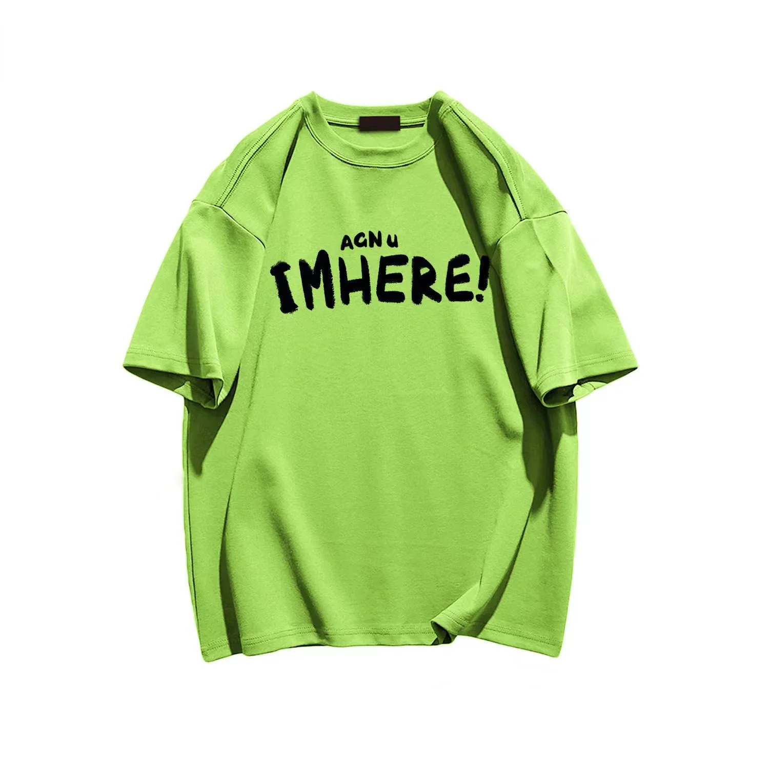 

Im Here Letter Graphic T Shirts Cotton Woman Clothes Fun Short Sleeve Summer Casual Men Fashion Free Shipping Kawaii Female Tees
