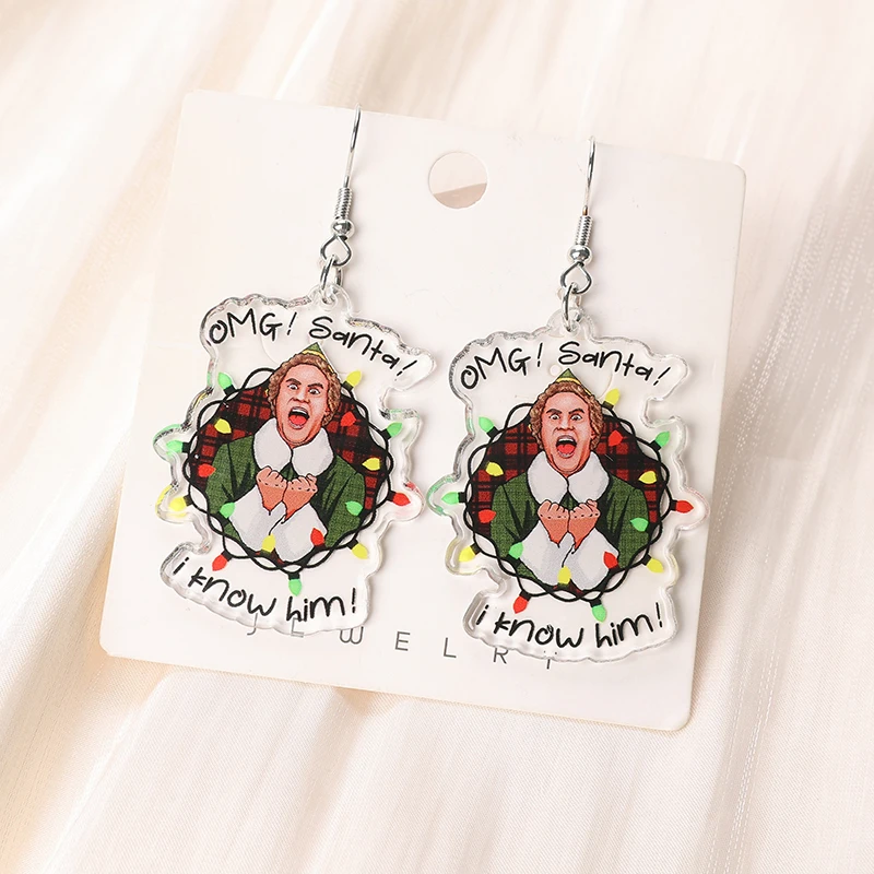 1 пара рождественских животных женские висячие серьги акриловый бант OMG