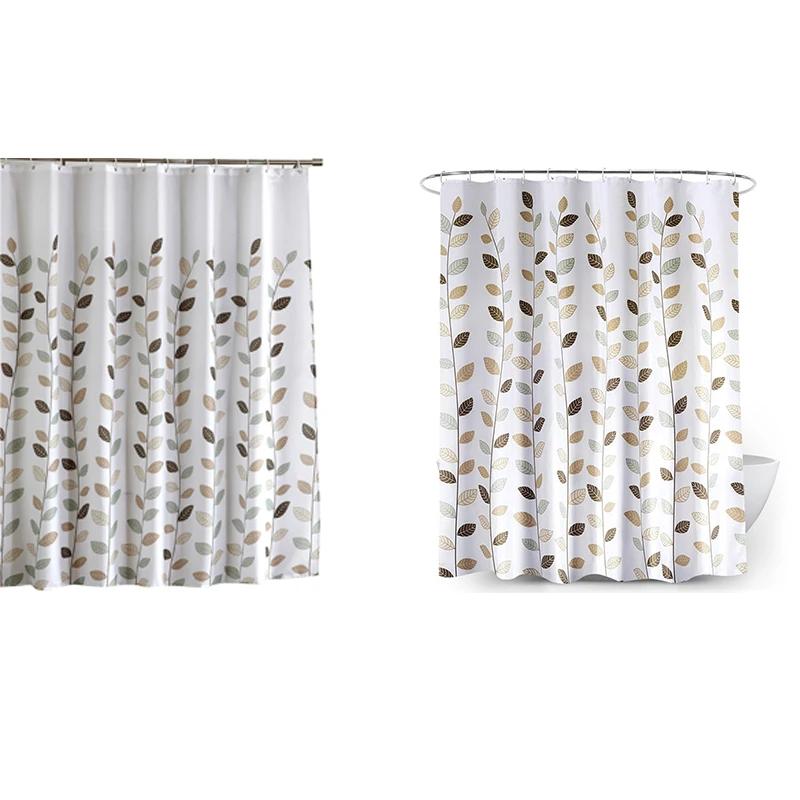 

Shower Curtain For Bathroom With 12 Hooks, Polyester Fabric Machine Washable Waterproof Shower Curtains