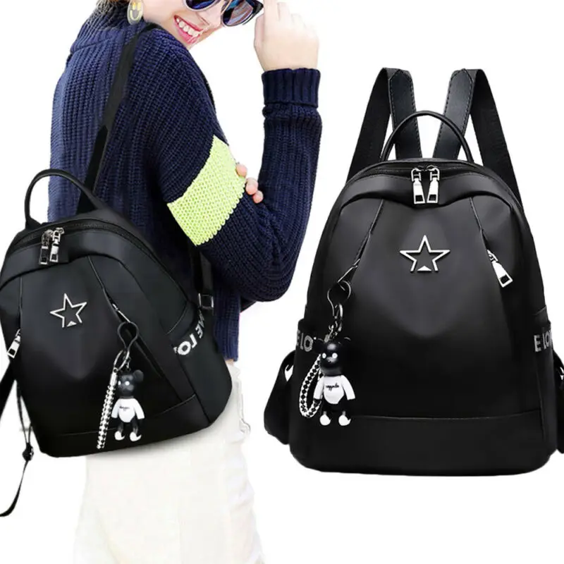 Oxford Women Backpack Large Capacity Black Gifts Bags for Women Travel Anti-theft Shoulder Bag Cute Pendant Girl  Schoold Bags