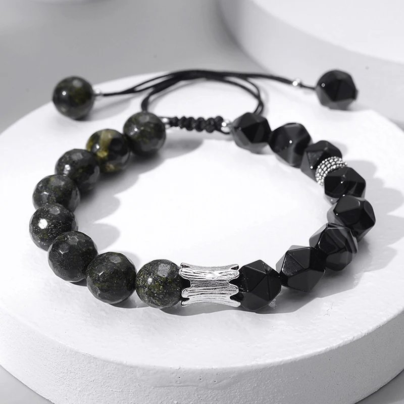 

Регулируемая подвеска, натуральный бисер, белый, Howlite, черный, женский и мужской браслет