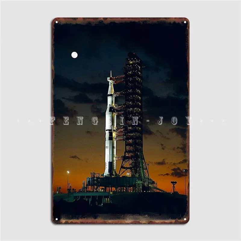 Человек на Луне Аполлон 4. Сатурн V Ракета Металлическая вывеска Настенная пещера