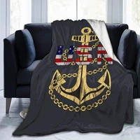 us navy usn anchor and chain fleece blanket throw ultra soft micro fleece plush throw blanket for couch bed 60x80 inch