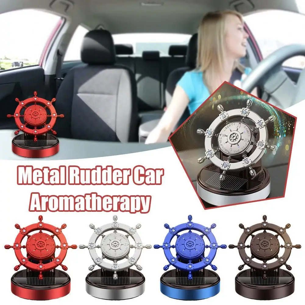 

Solar Rotating Car Aromatherapy Spot Wholesale Creative Metal Boat Rudder Car Perfume Ornaments Car Interior Perfume Seat