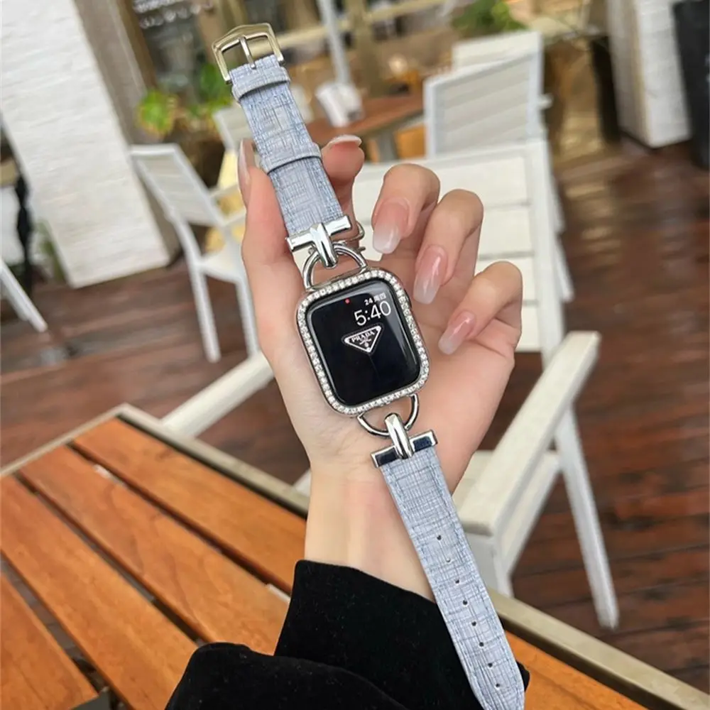 Business Real Leather Loop Bracelet Belt Band for Apple Watch SE 7654 42MM 38MM 44MM 40MM Strap on Smart iWatch 3 Watchband 45mm