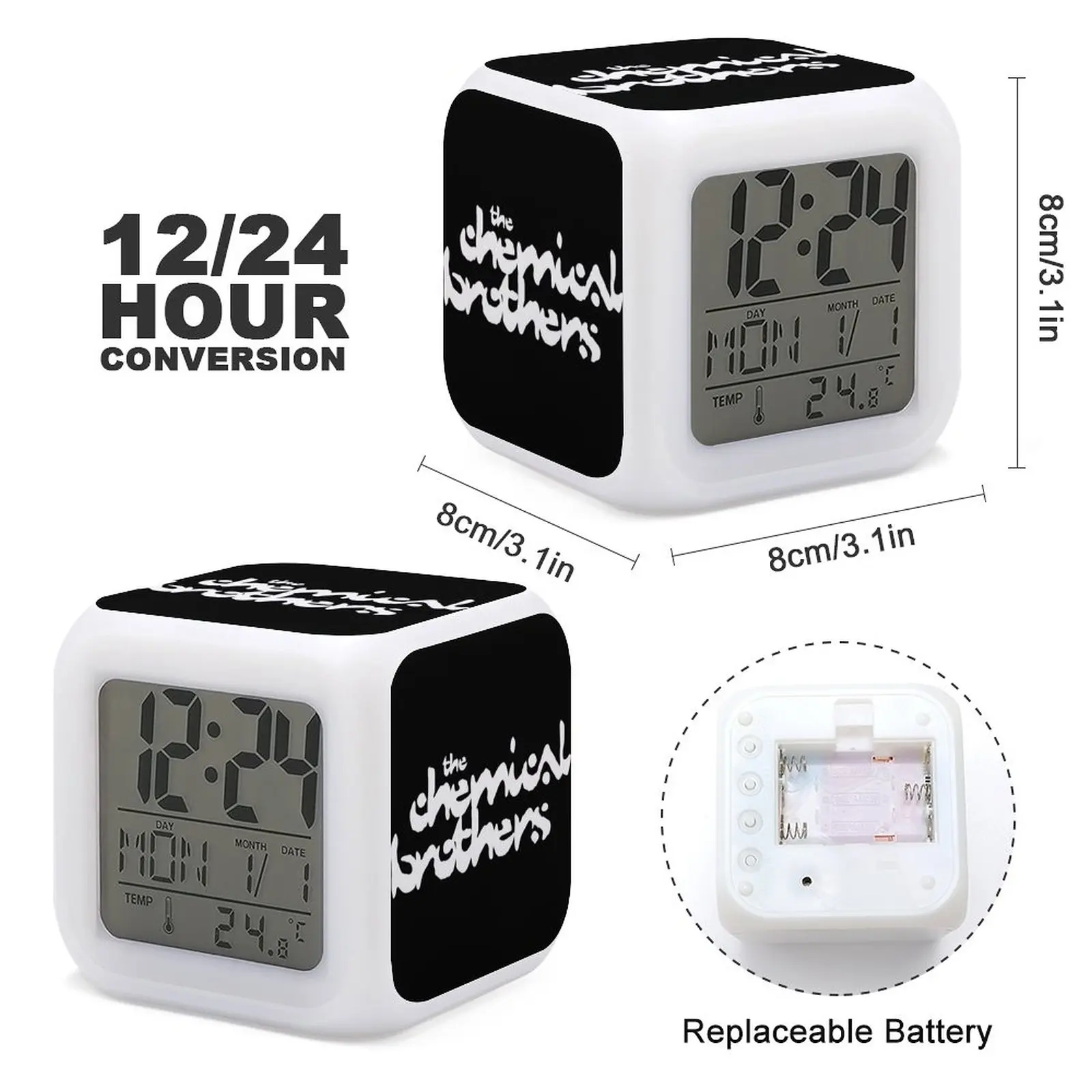 

The Chemical Brothers DJ Set Hotel Umberto DIY Mute Novelty Home Decoration New Colorful Color Changing Alarm Clock LED Display