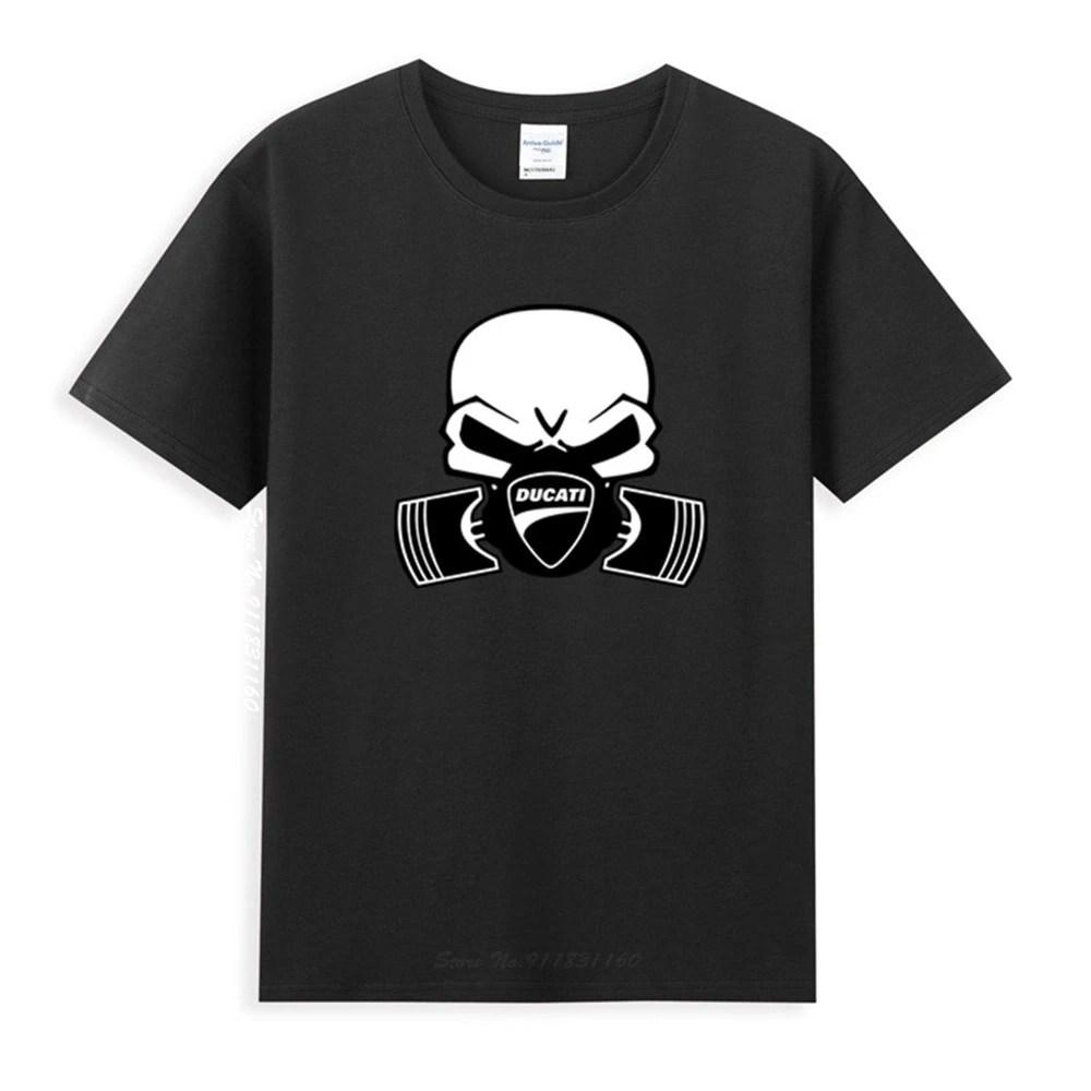 

DUCATI Motor Skull Piston Logo Classic Black T-Shirt Newest Summer Men's Short Sleeve Popular Tees Shirt Tops Novel Unisex