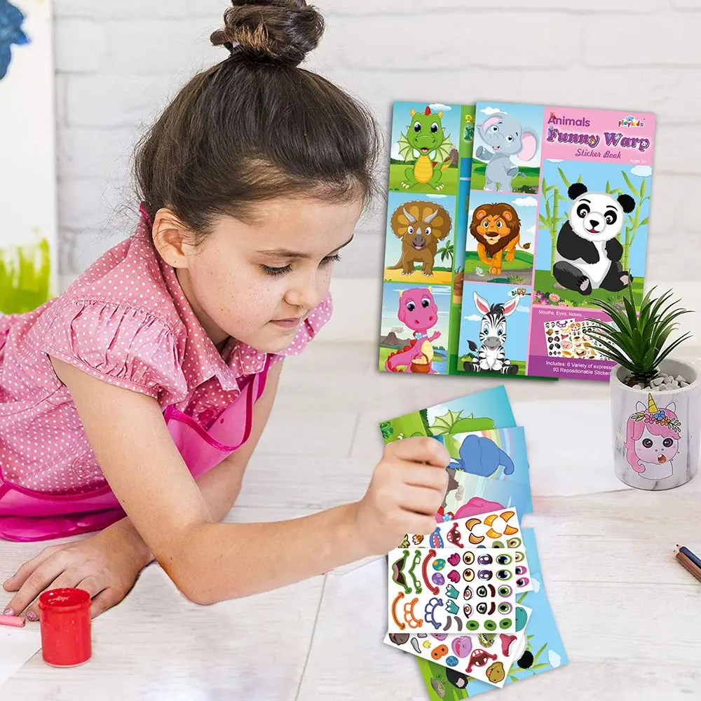 

New Readings Early Learning Jigsaw Games Puzzle Stickers Toys DIY Princess Make-a-Face Animal Dinosaur