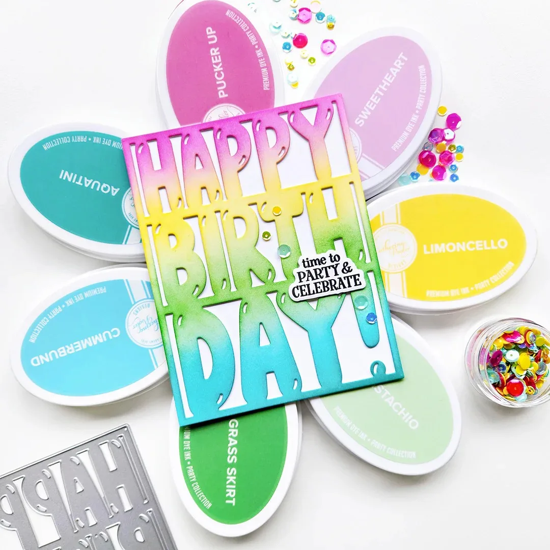 Фото Having a Ball Layered Balloon Letter Birthday Take a Dip Shaker Metal Cutting Dies Silicone Stamp Scrapbooking Stencil Photo DIY №5