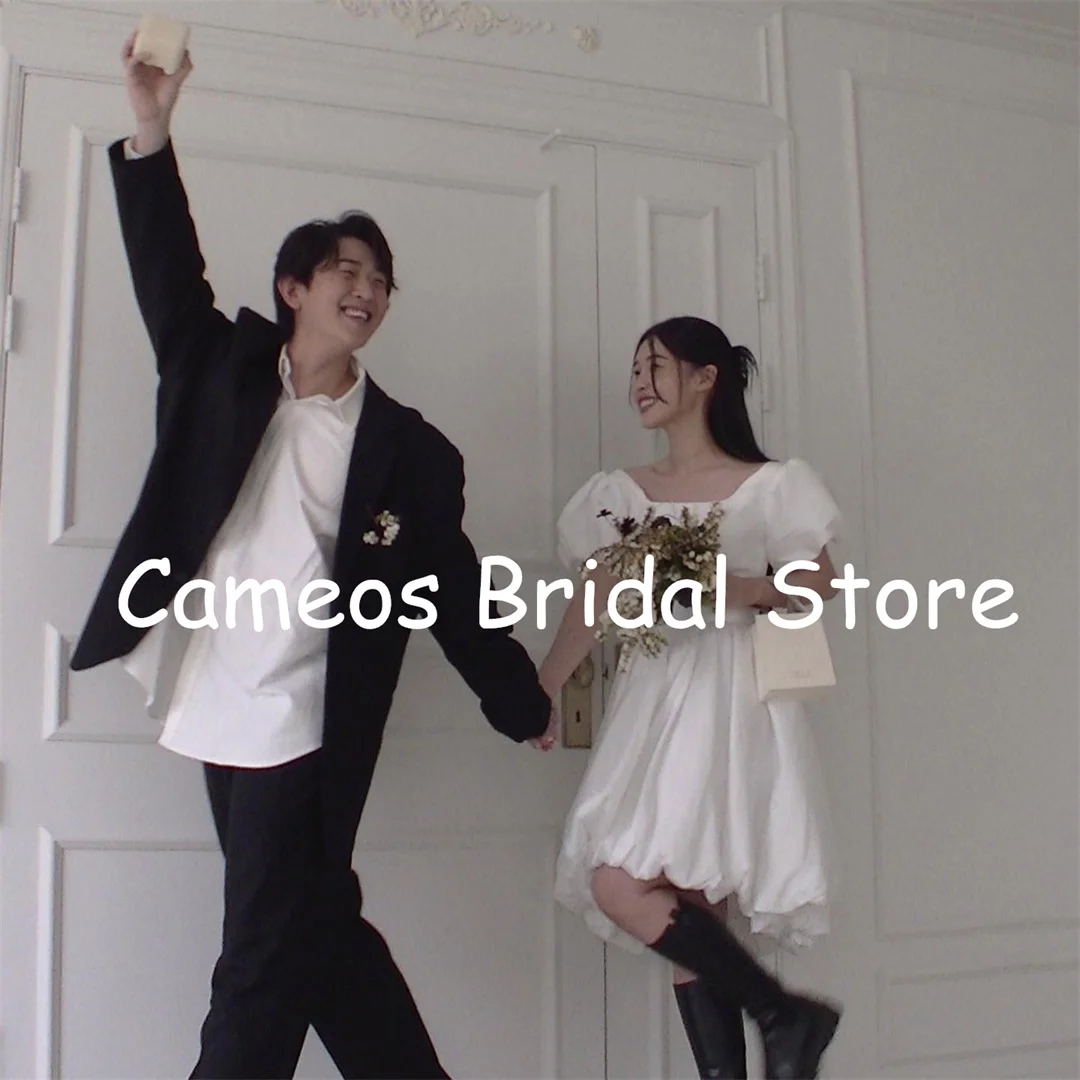 

2023 корейские платья невесты с квадратным вырезом 웨스 스 свадебное платье с пышными рукавами и рюшами цвета слоновой кости элегантное вечернее платье цвета слоновой кости свадебное платье