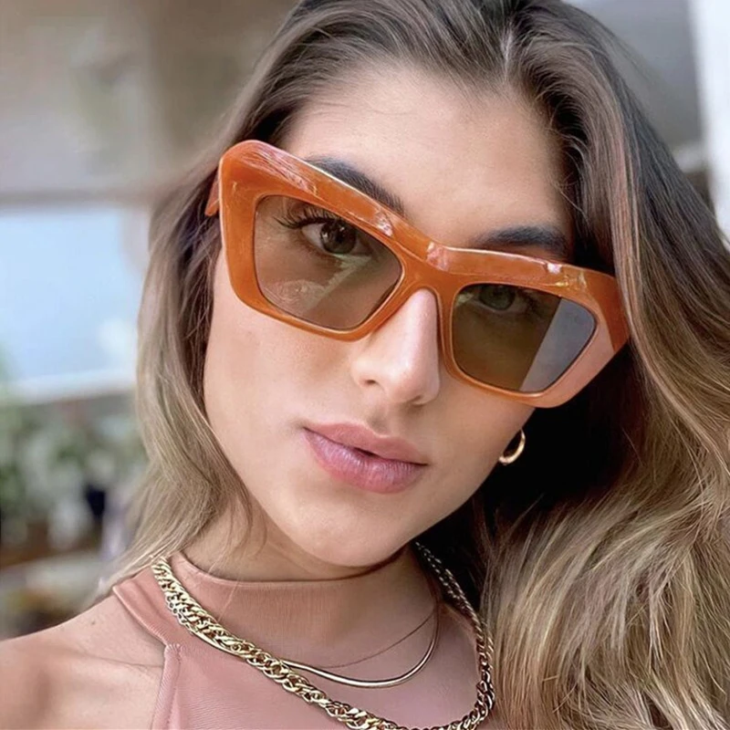 

Orange Cat Eye Sunglasses Women 2022 Luxury Brand Design Unisex Driving Sunglasses UV400 Sun Glasses