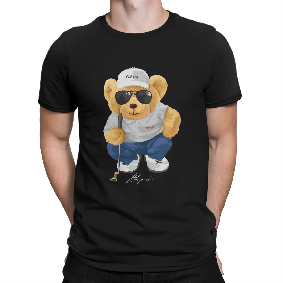

Teddy Bear Graphic Man TShirt Cute Glofing Adograble Distinctive T Shirt Graphic Streetwear New Trend