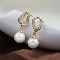 5 styles elegant pearl stud earrings for women heart bowknot leaf crystal dangle fashion wedding girls piercing jewelry gifts