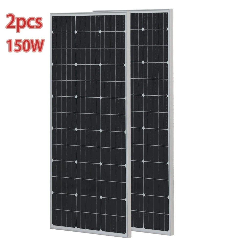 

Photovoltaic Solar Panel 150W 300W 450W 600W 1500W Monocrystalline Cells Kit | Aluminium Frame Camping RV Home Charge 12V