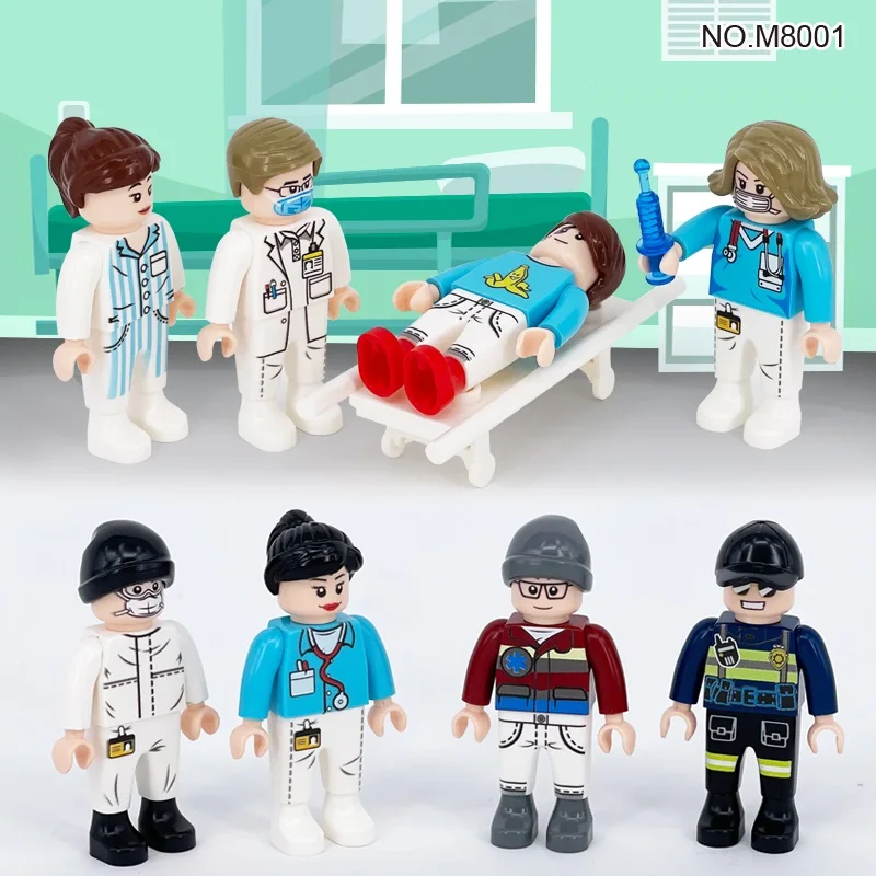 Doctor Nurse 4.5cm Playmobil Anime Figure Mini Accessory Building Blocks Parts Bricks Construction Set for Boys Educational toys
