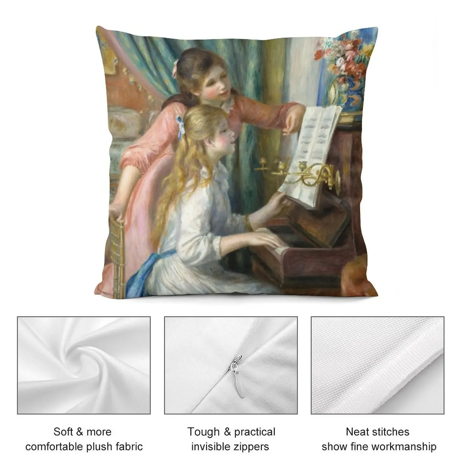 Пьер-Агуст Ренуар. Две молодые девушки на фортепиано 1892. Декоративная подушка