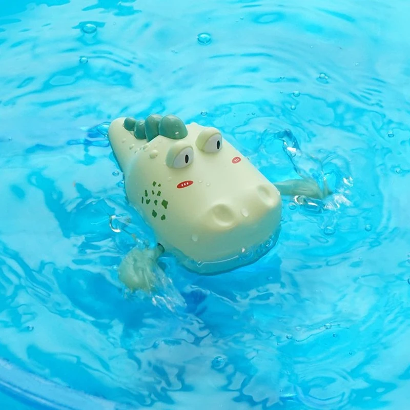 Toddler Shower Winding Toy Swimming Alligator Boat Clockwork Toy Infant Gift Bathing Indoor Beach Toy Baby 4M Bite-Free QX2D