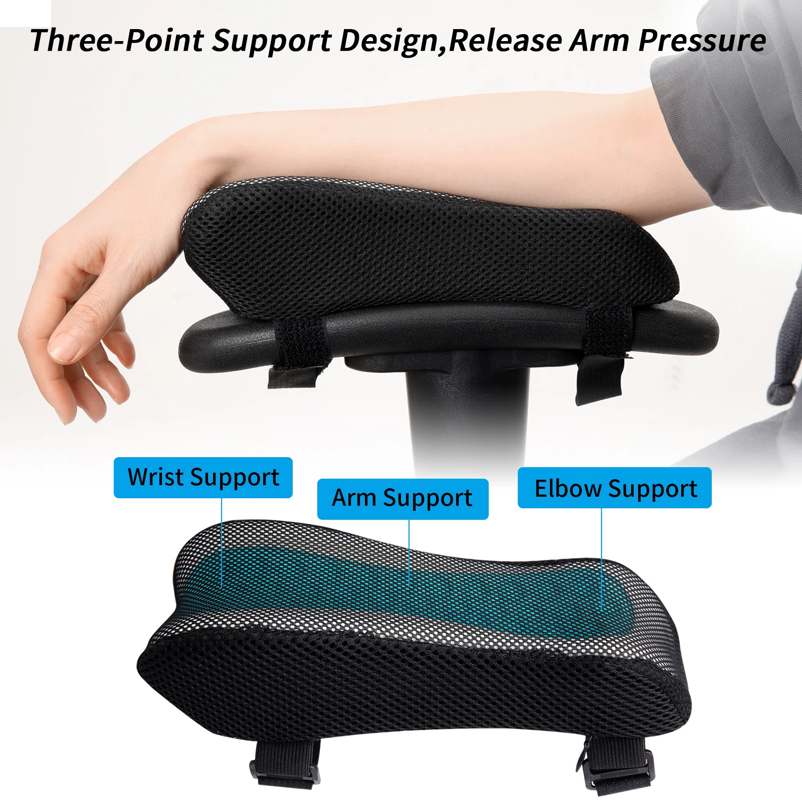 

1pc Armrest Pads Memory Foam Elbow Pillow Forearm Pressure Relief Arm Rest Cover Cushion Pad For Office Chairs Wheelchair Chair