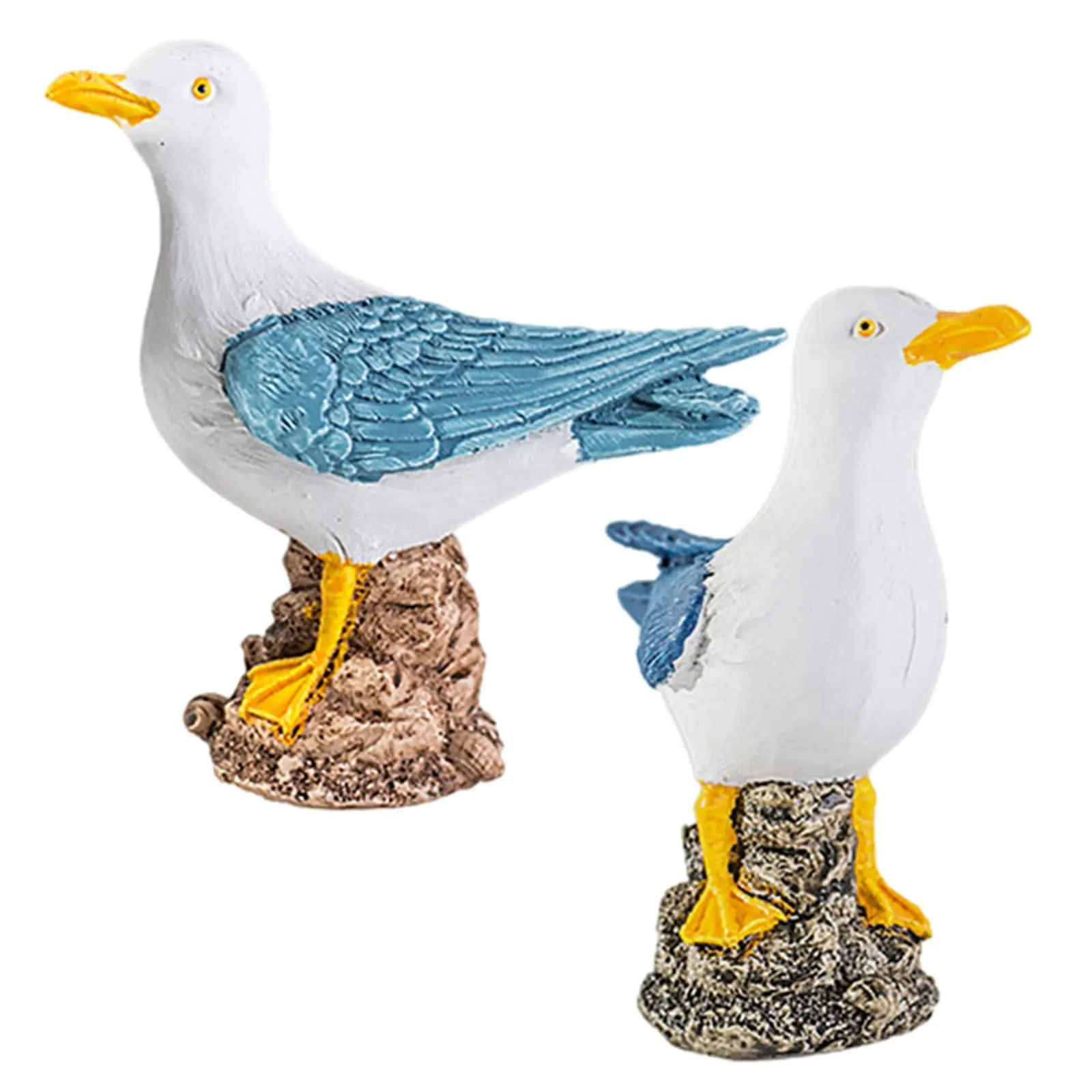 

1Pair Seagull Stand Stump Statue Sea Bird Figurine Sculpture Craft for Home