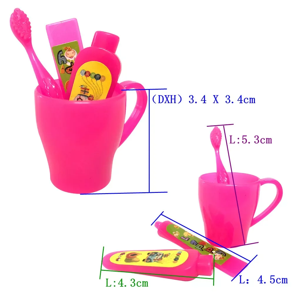 

NK 4 Pcs/Set Doll Accessories Mini Toothpaste Kit = Toothbrush + Cleanser Cup Toothpaste For Barbie Doll Best Gift Necessary 2X