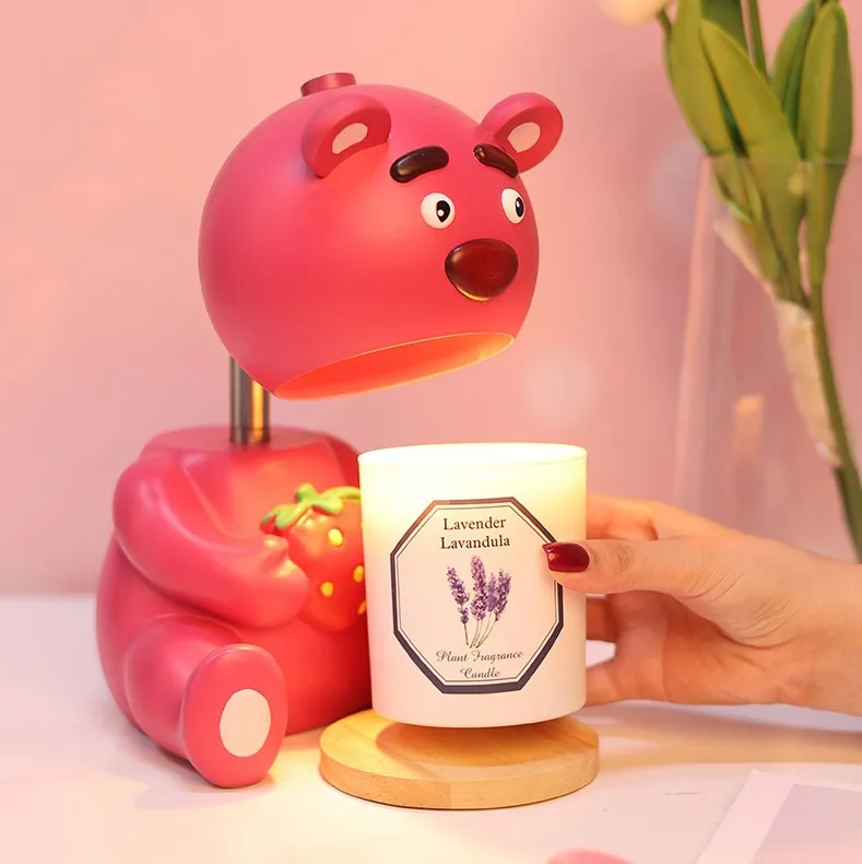 

Мультяшный обогреватель свечи клубничный медведь ароматическая плавильная восковая лампа атмосфера спальня прикроватная Ночная лампа