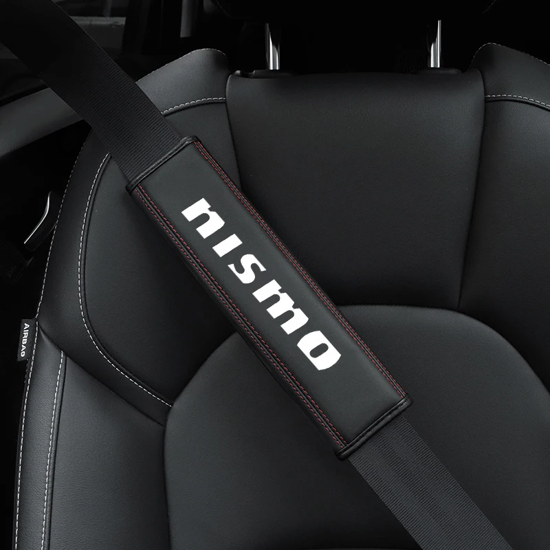 

For Nissan Nismo Sylphy Rogue Pulsar 1pc Cowhide Car Interior Seat Belt Protector Cover For car Auto Accessories