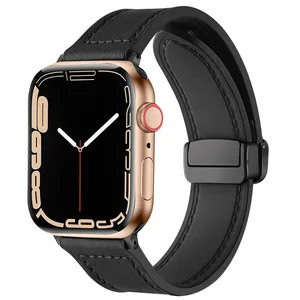 Silicone Strap for Apple Watch Band 49mm 8 45mm 44mm 42mm 38mm 41/40mm Magnetic Buckle Sport Wristband for Iwatch 7 6 5 SE 4 3 2