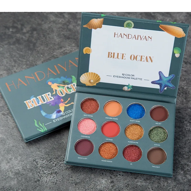 

12 Colors Eye Shadow Plate Matte Glitter Shiny Long Lasting Easy to Color Smooth Texture Eyeshadow Palette Makeup Cosmetics