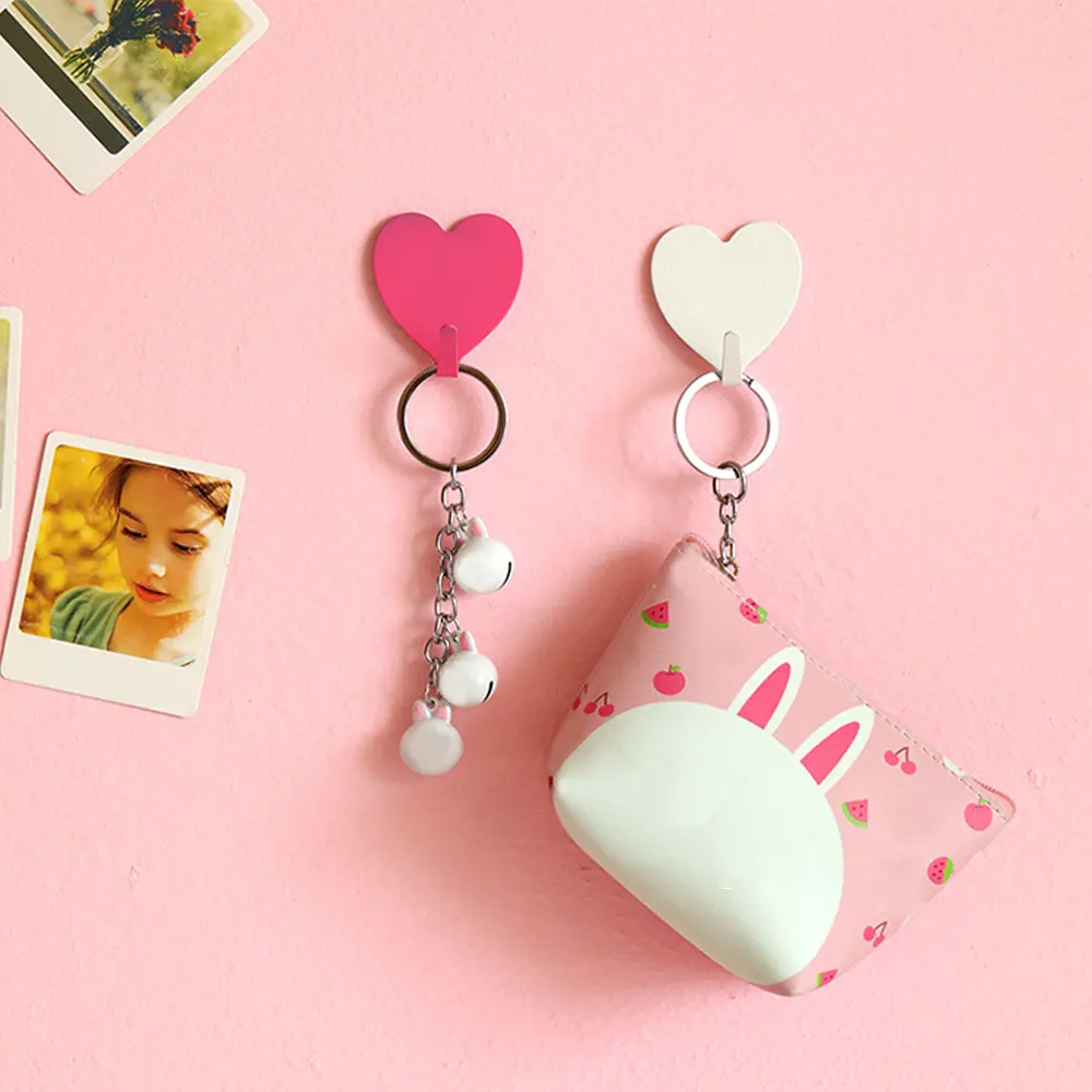 

1Pc Self-Adhesive Hook Punch-Free Color Love Stainless Steel Strong Wall-Mounted Wall Hanging Kitchen Bathroom Storage Box Hook